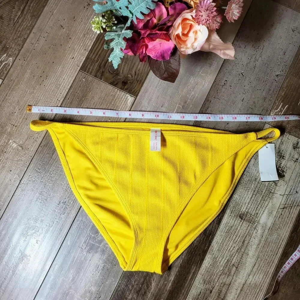 NWT Juniors' Ninety-Nine° Meadow Lark Crinkle Ribbed Swim Bottoms Size XXL